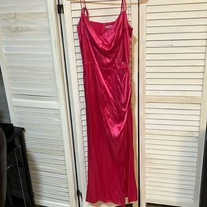 Pink satin reformation dress worn once size 10 small stain